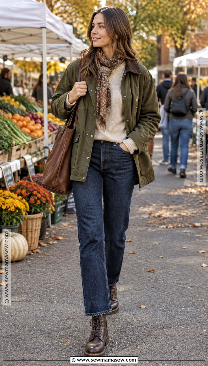 Doc Martens With Dark Wash Jeans And Barn Jacket - 15 Doc Marten Fall Outfits for Women