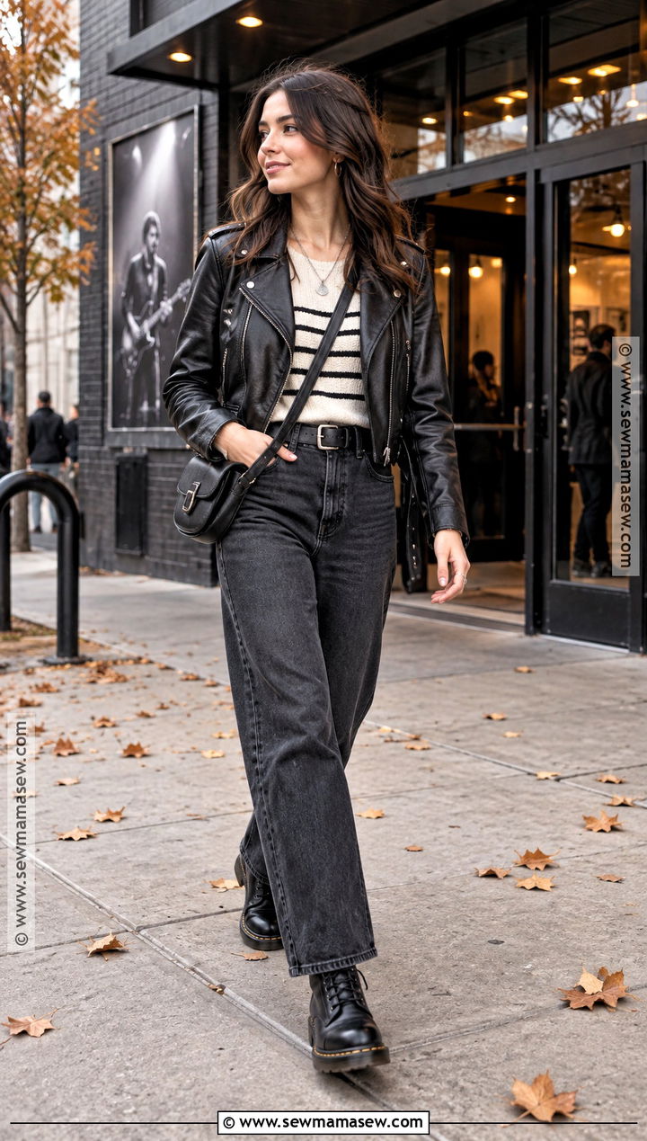 Doc Martens With Leather Jacket And Jeans - 20 doc martens fall outfit ideas