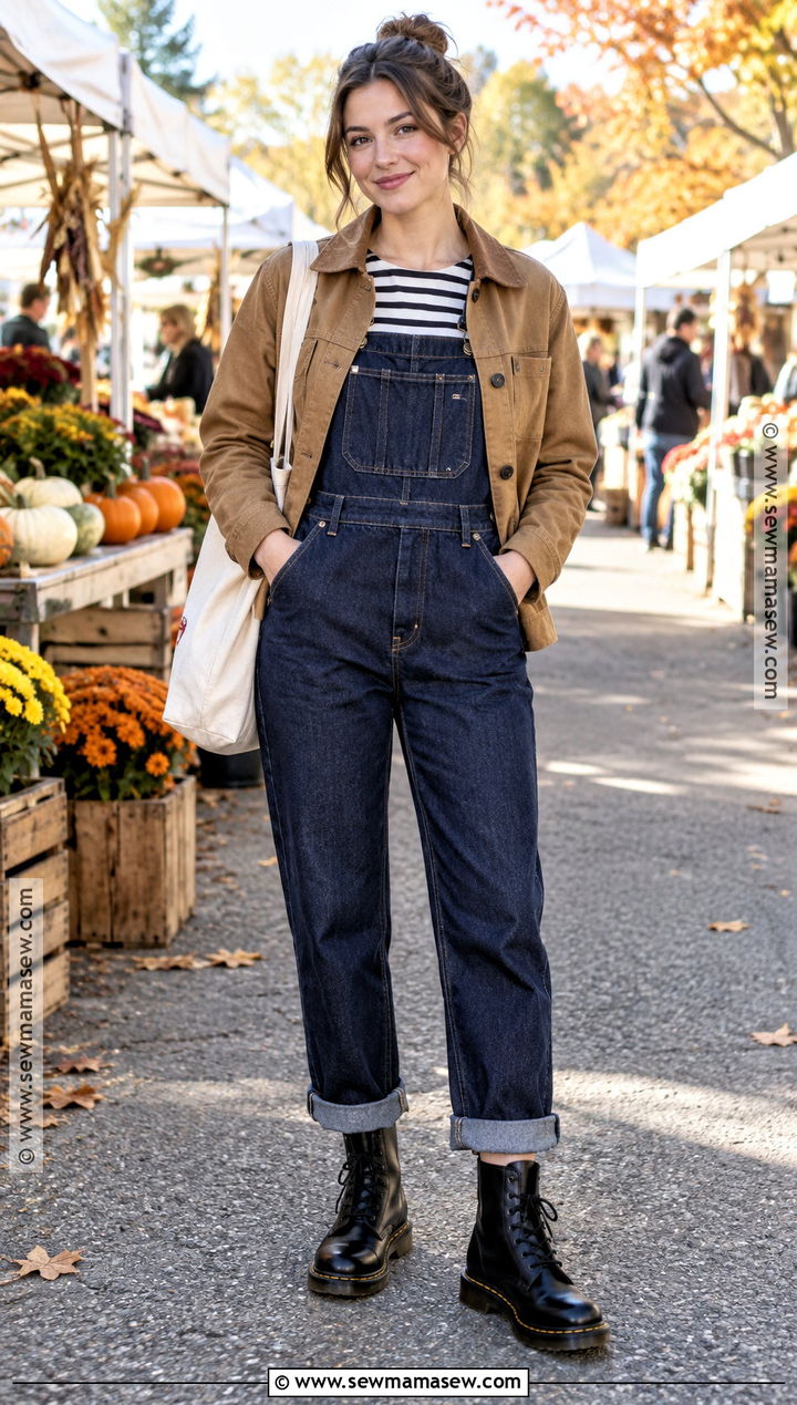 Doc Martens With Overalls And A Striped Shirt - 20 doc martin outfits fall