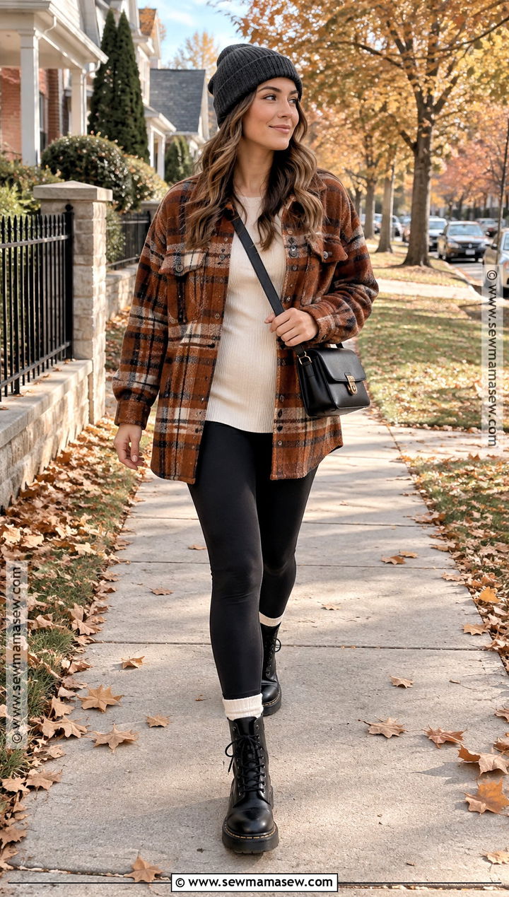 Doc Martens With Shacket And Leggings - 20 doc martens fall outfit ideas