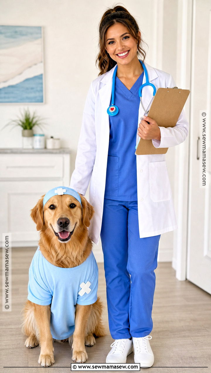 Doctor and Patient Dog and Owner Costume - 30 dog and owner costumes