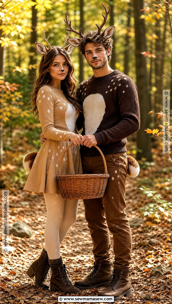 Doe And Buck Couple Deer Costume - 30 Cute Deer Costume Ideas