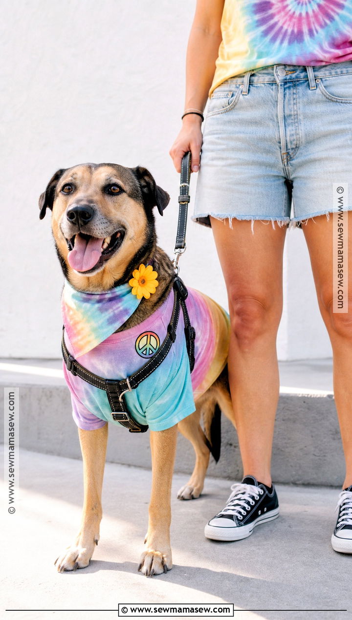 Dog Hippie Costume With Tie Dye Bandana - 45 hippie costume ideas