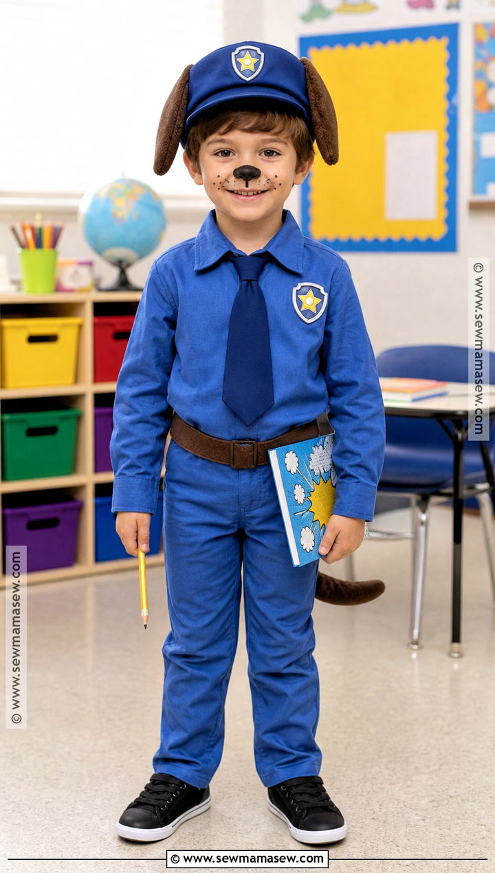 Dog Man Costume With Blue Uniform - 40 book character costumes for kids