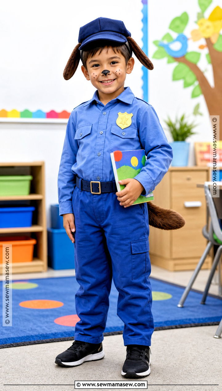 Dog Man Costume With Blue Uniform - 30 book character dress up day ideas