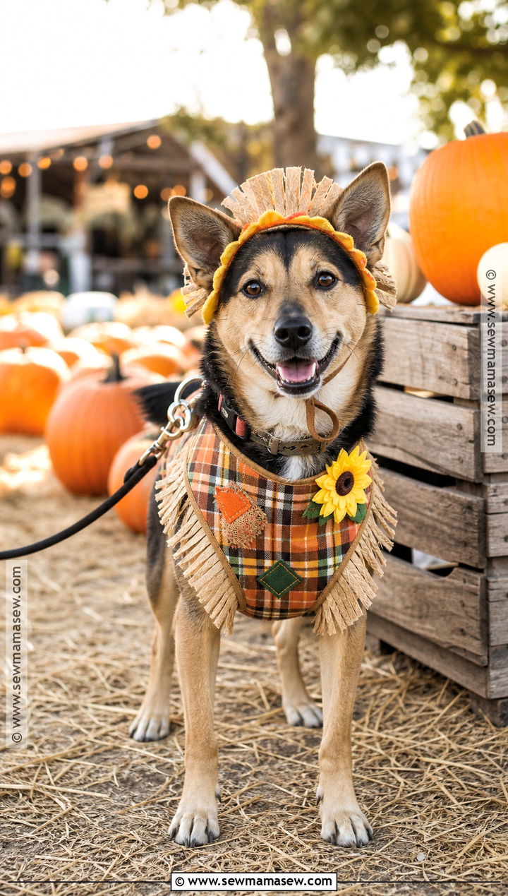 Dog Scarecrow Costume With Plaid Vest - 35 Scare Crow Halloween Costume Ideas