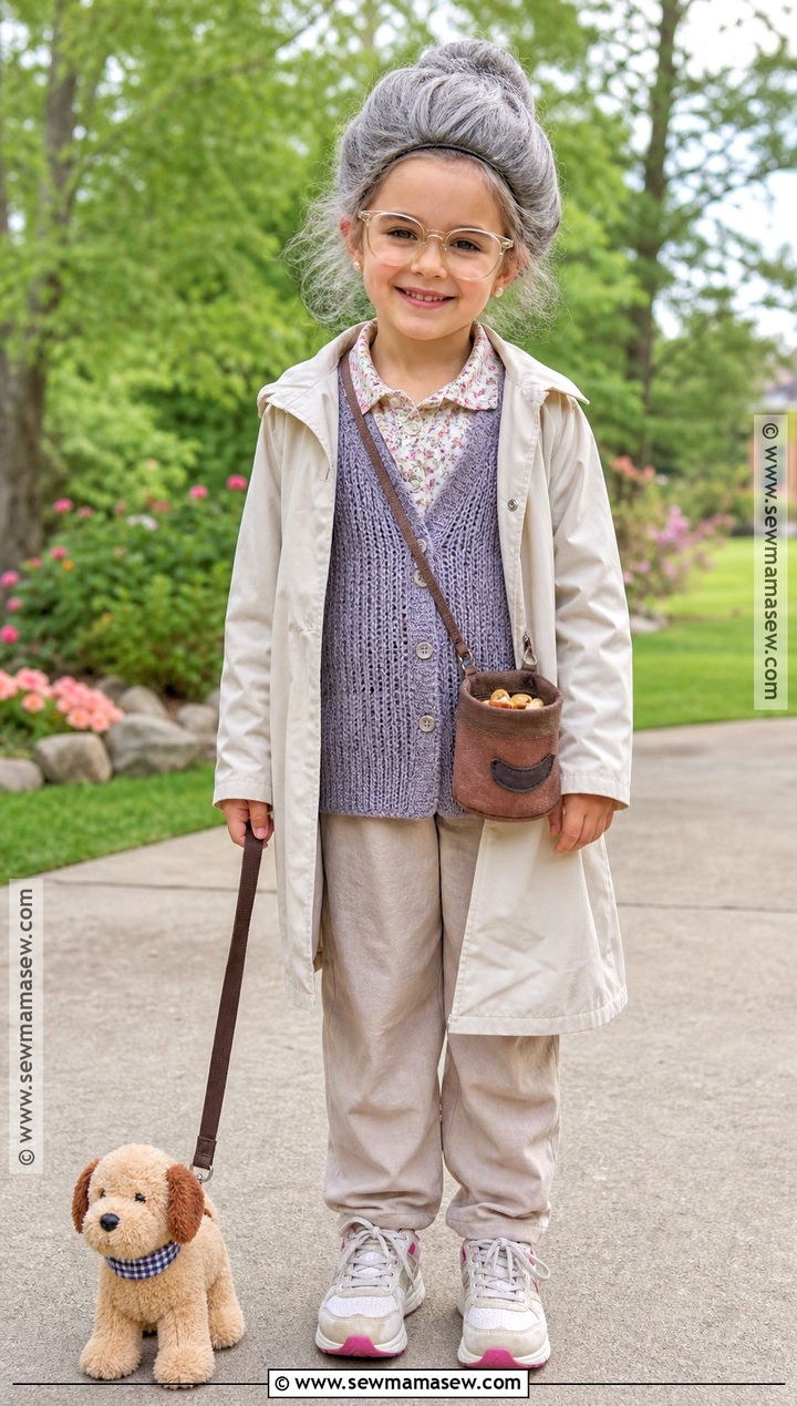 Dog Walking Grandma Costume - 30 kids old lady costume ideas