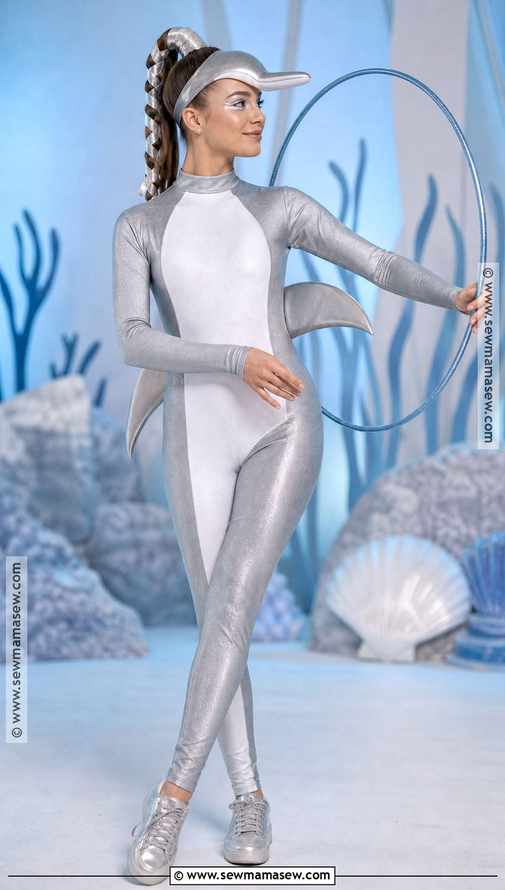 Dolphin Costume With Silver Jumpsuit - 30 under the sea costumes for women