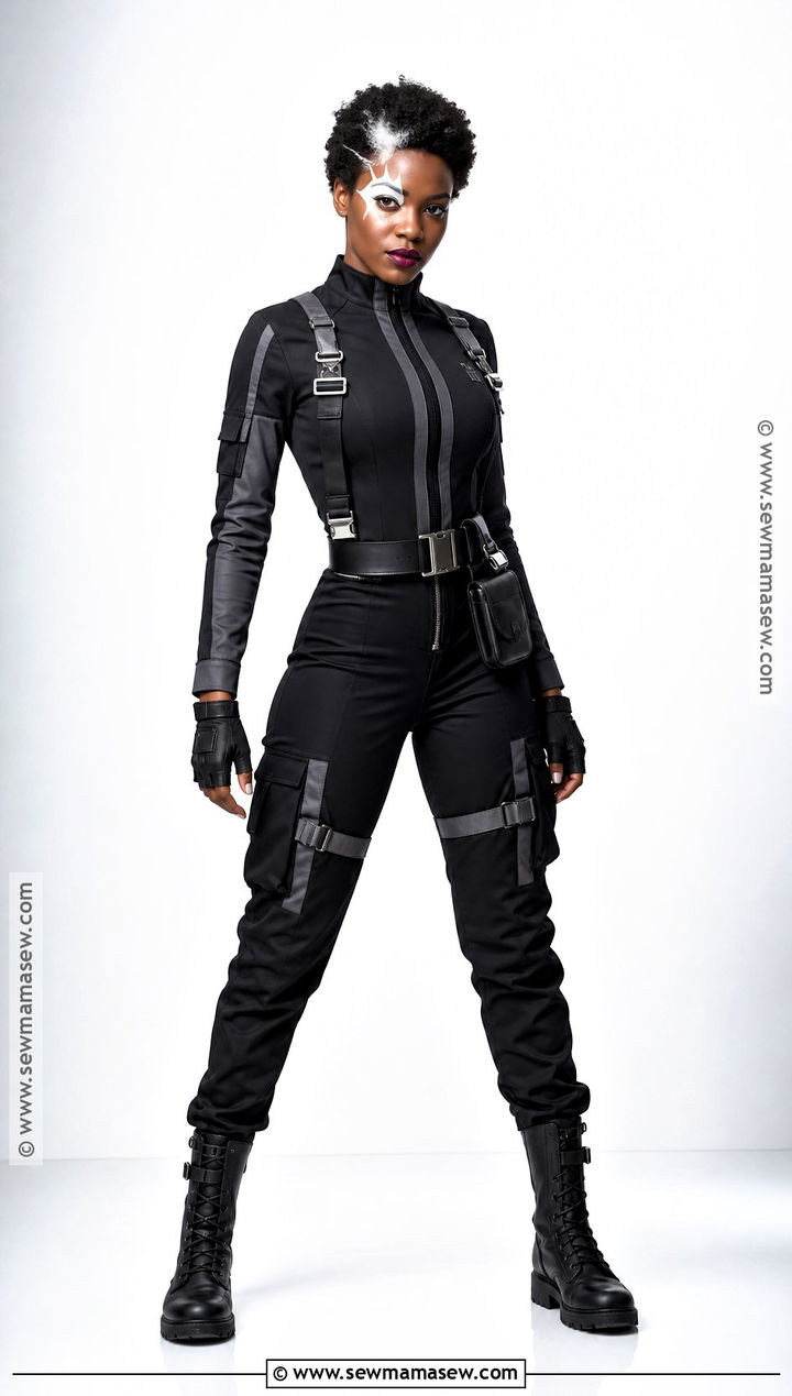 Domino Halloween Costume With Black Utility Suit - 45 halloween costumes for black women