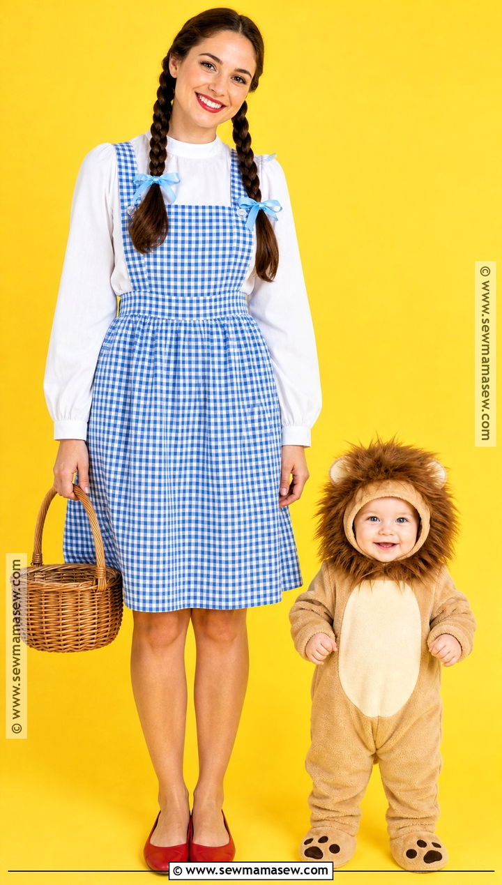 Dorothy And Baby Lion Costume - 35 mom and baby halloween costumes