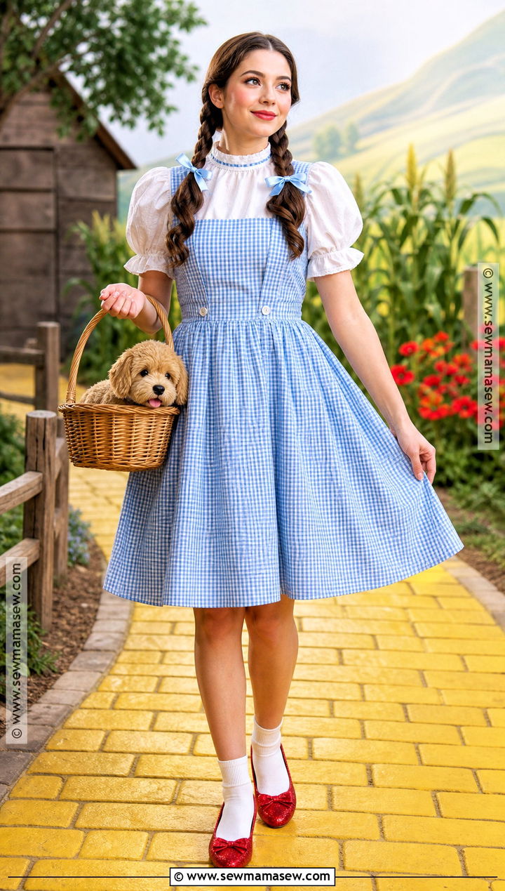 Dorothy Costume With A Gingham Dress - 40 cute easy halloween costumes