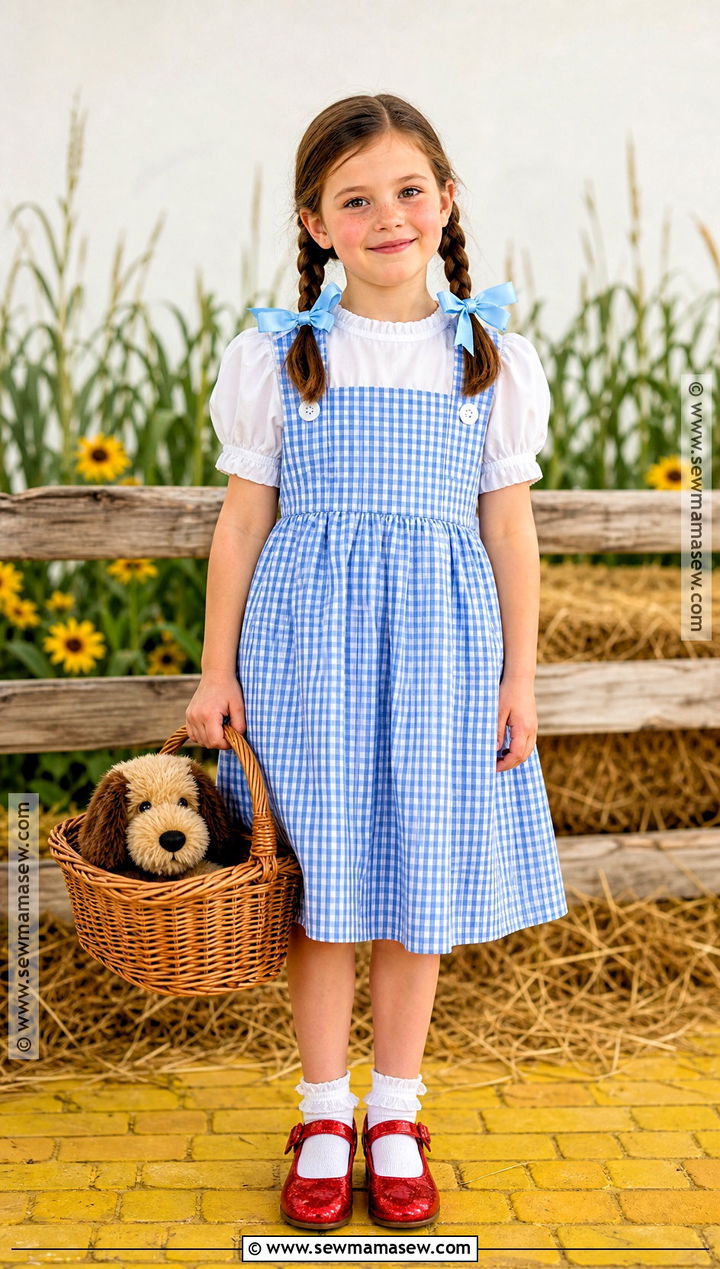 Dorothy Costume With Gingham Dress - 30 Cute Girl Halloween Costumes