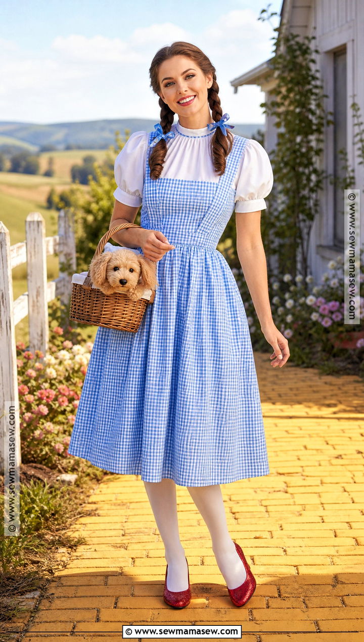 Dorothy Costume With Gingham Midi Dress - 40 Modest Halloween Costumes