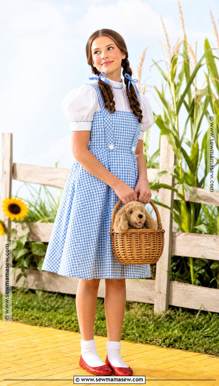 Dorothy Costume With Ruby Shoes - 35 Girl Costume Ideas