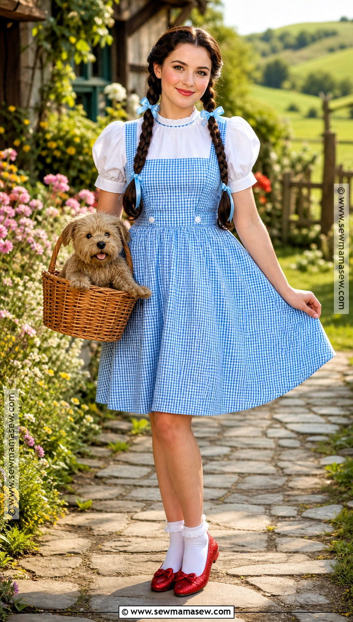 Dorothy Gale Costume With Blue Gingham Dress - 35 iconic brunette halloween costumes