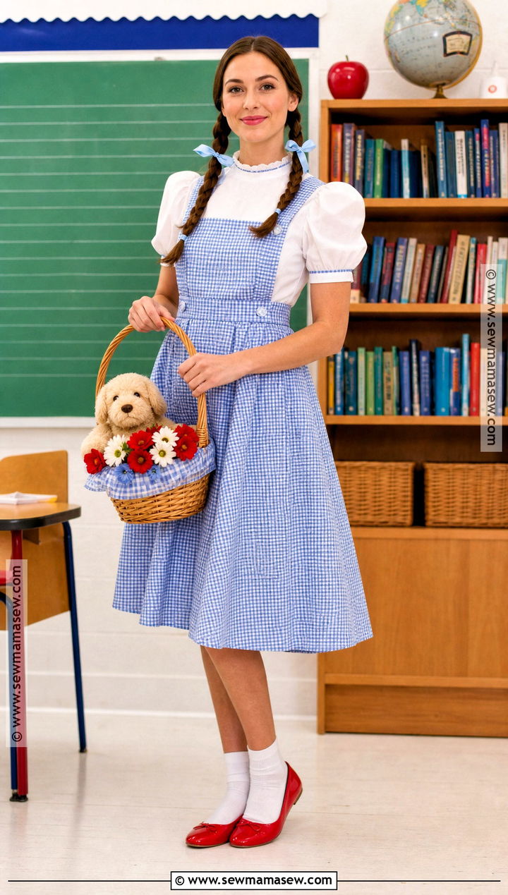 Dorothy Gale Costume With Gingham Dress - 30 teacher book week costume ideas