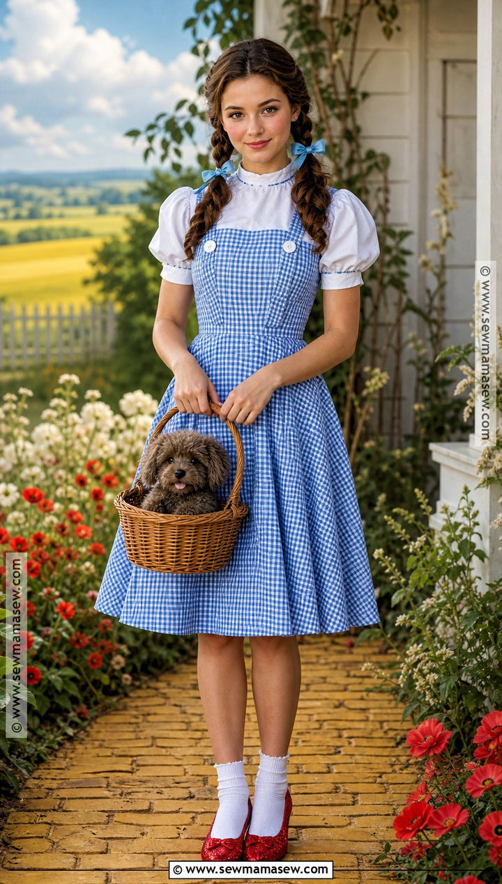 Dorothy Gale Costume With Red Shoes - 30 childhood heroes costume ideas