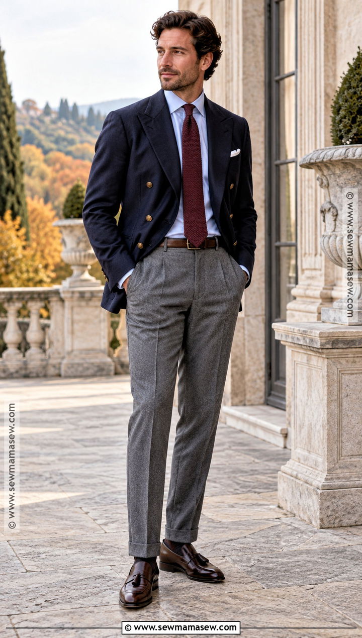 Double Breasted Blazer Fall Outfit - 20 old money fall outfits for men