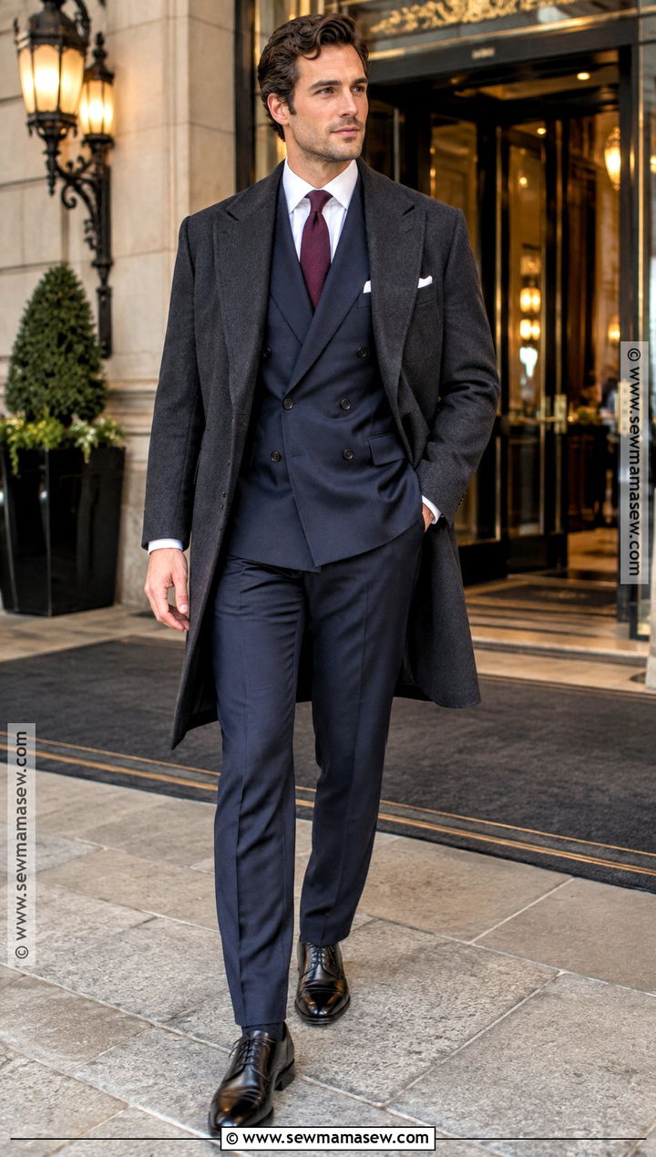 Double Breasted Navy Suit Fall Wedding Attire - 20 fall wedding attire ideas for men