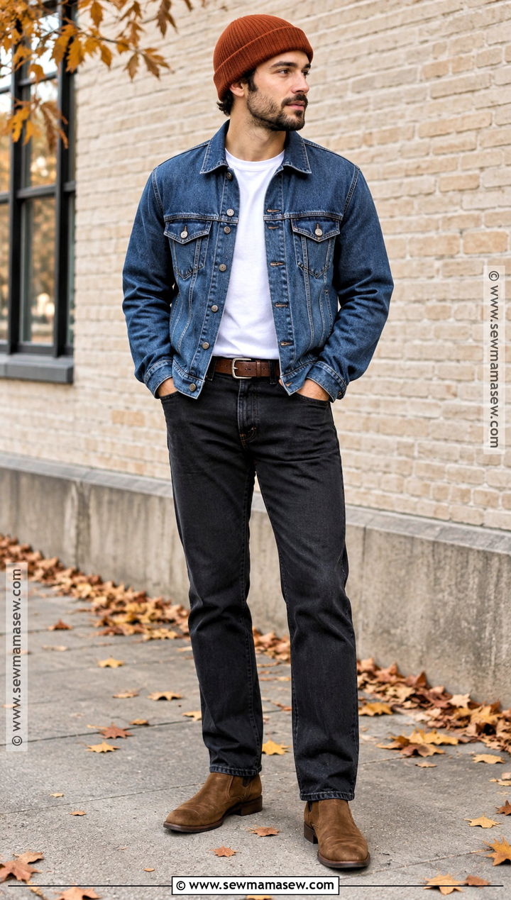 Double Denim Fall Outfit - 20 fall outfit ideas for men