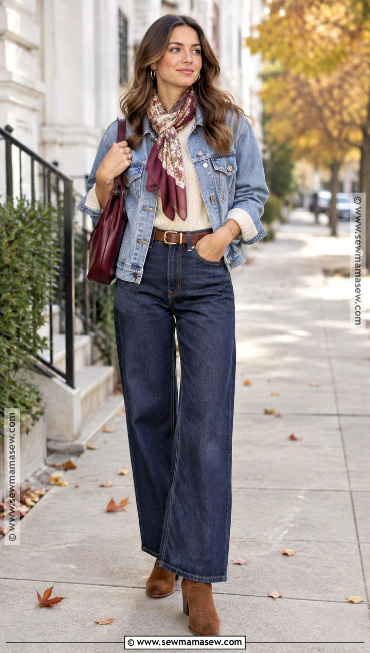 Double Denim Jacket And Jeans Outfit - 20 blue fall outfits