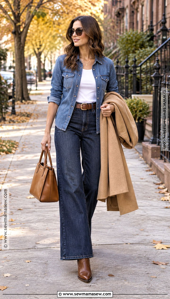 Double Denim Shirt And Jeans Autumn Outfit - 15 Autumn Clothes 2026