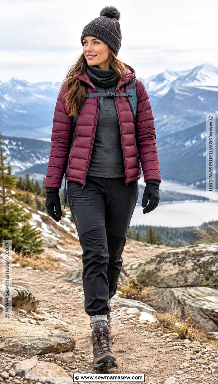 Down Jacket And Lined Hiking Pants Outfit - 20 Hiking Outfit Fall Ideas for Women