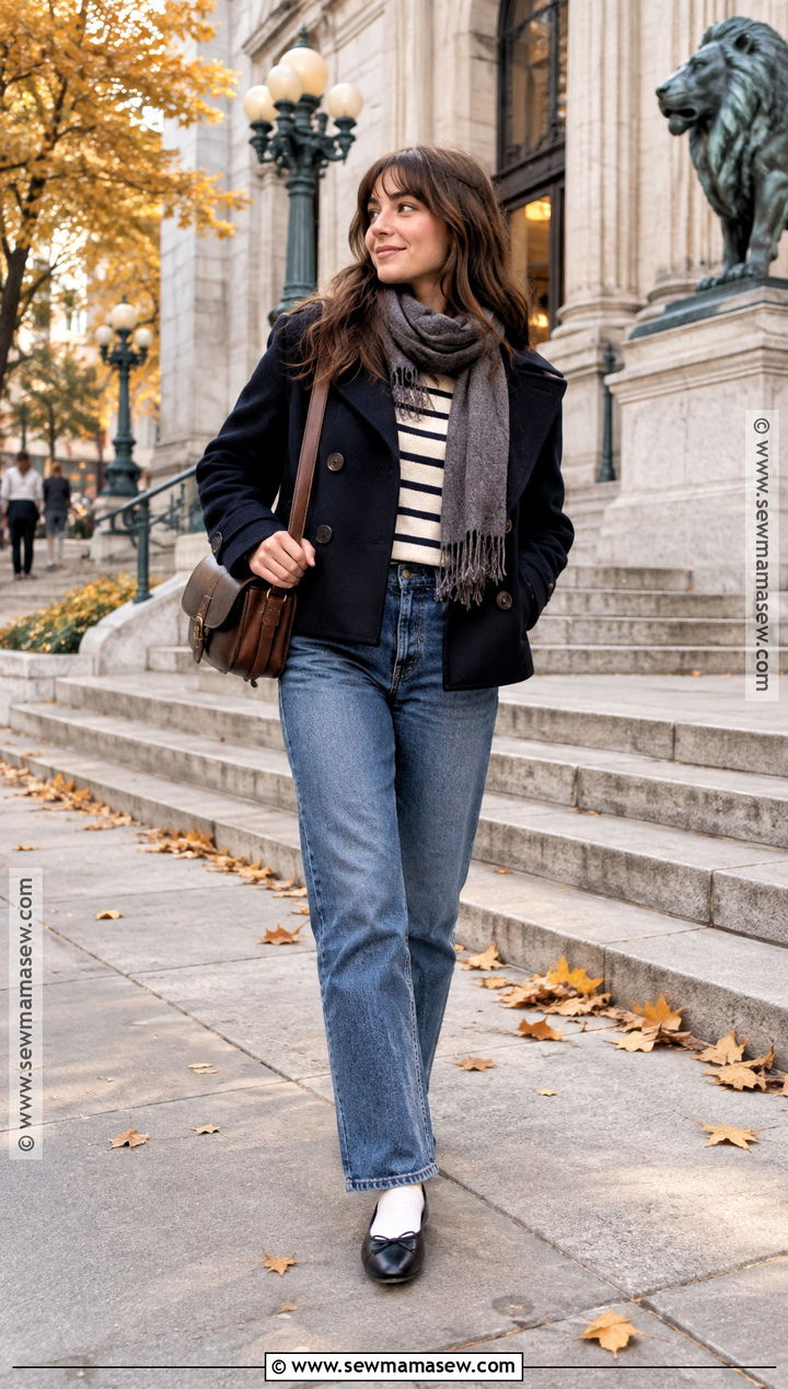 Downtown Girl Peacoat And Straight Leg Jeans Outfit - 20 downtown girl autumn outfits