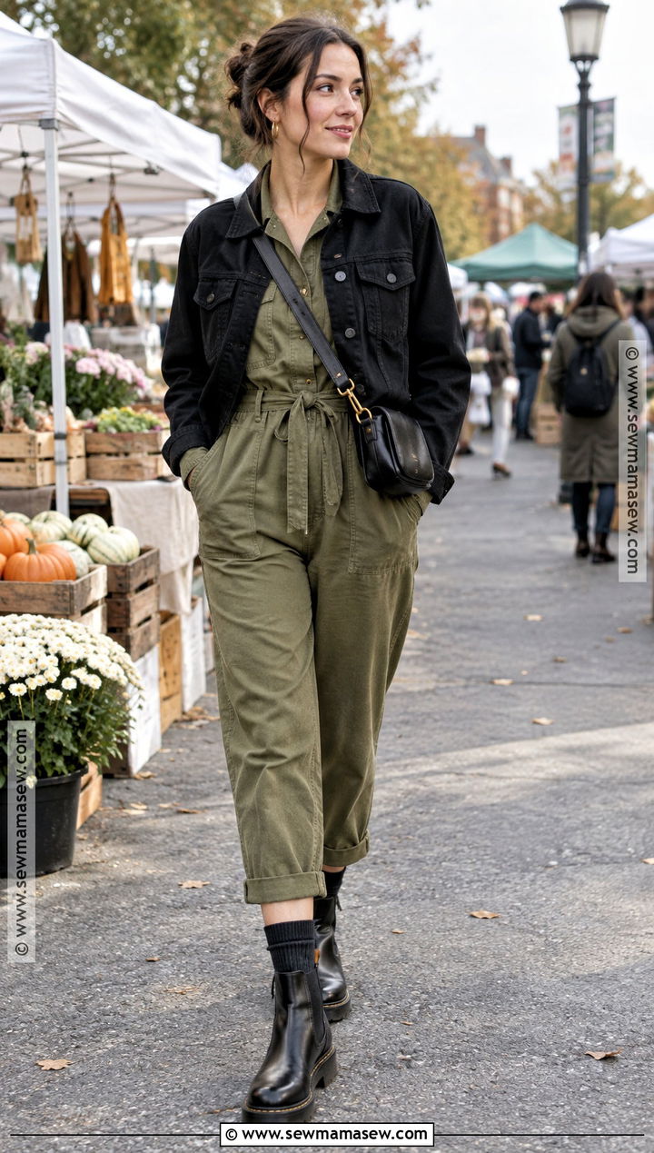Dr Martens With A Jumpsuit And Utility Jacket - 20 dr martens outfit fall ideas
