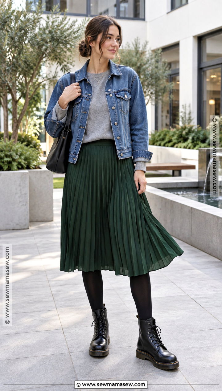 Dr Martens With A Pleated Midi Skirt And Sweatshirt - 20 dr martens outfit fall ideas