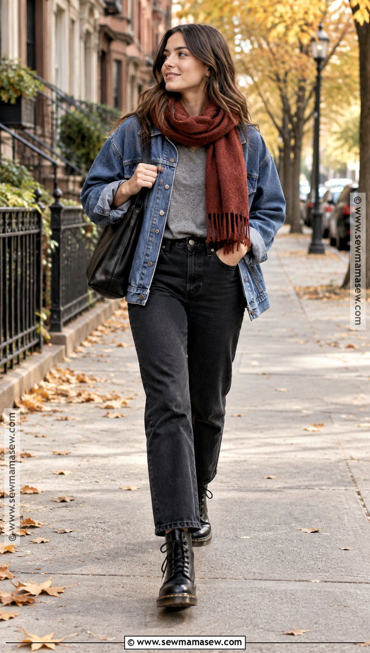 Dr Martens With Black Jeans And Denim Jacket - 20 dr martens outfit autumn ideas
