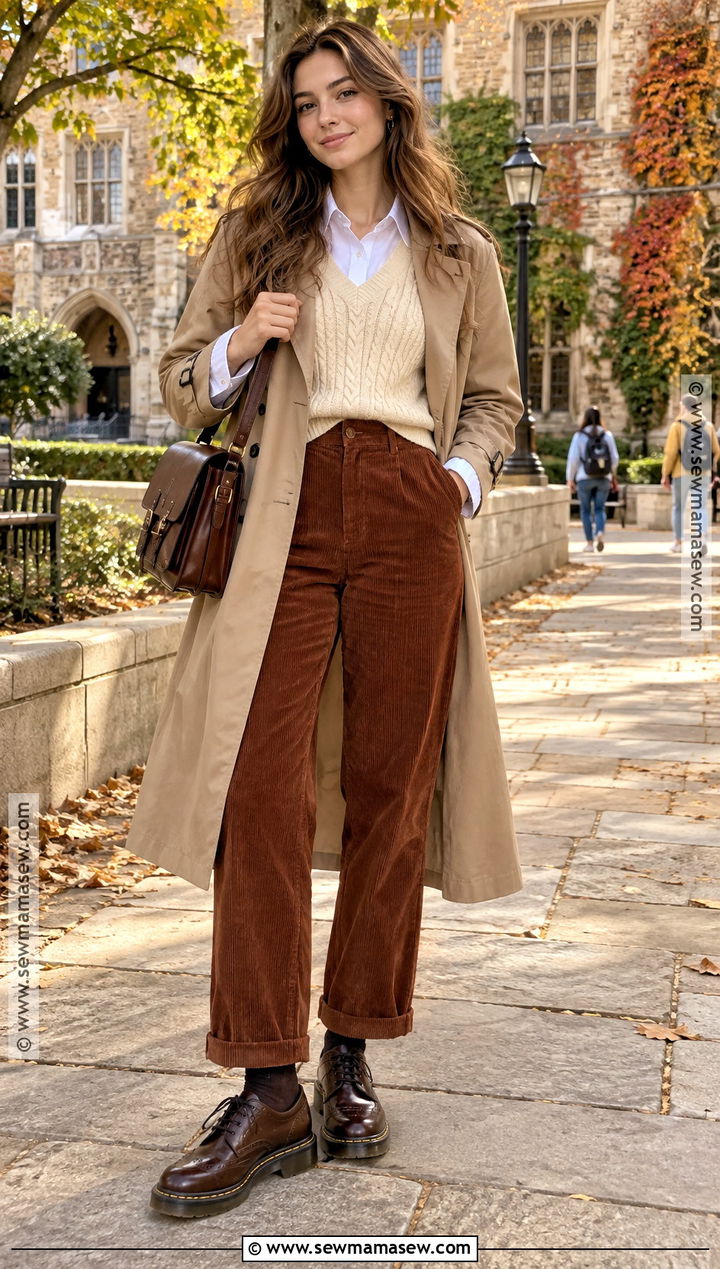 Dr Martens With Corduroy Pants And A Knit Vest - 20 dr martens outfit fall ideas
