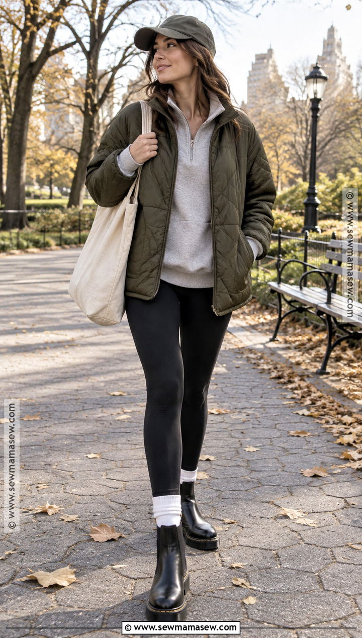 Dr Martens With Leggings And Quilted Jacket - 20 dr martens outfit autumn ideas