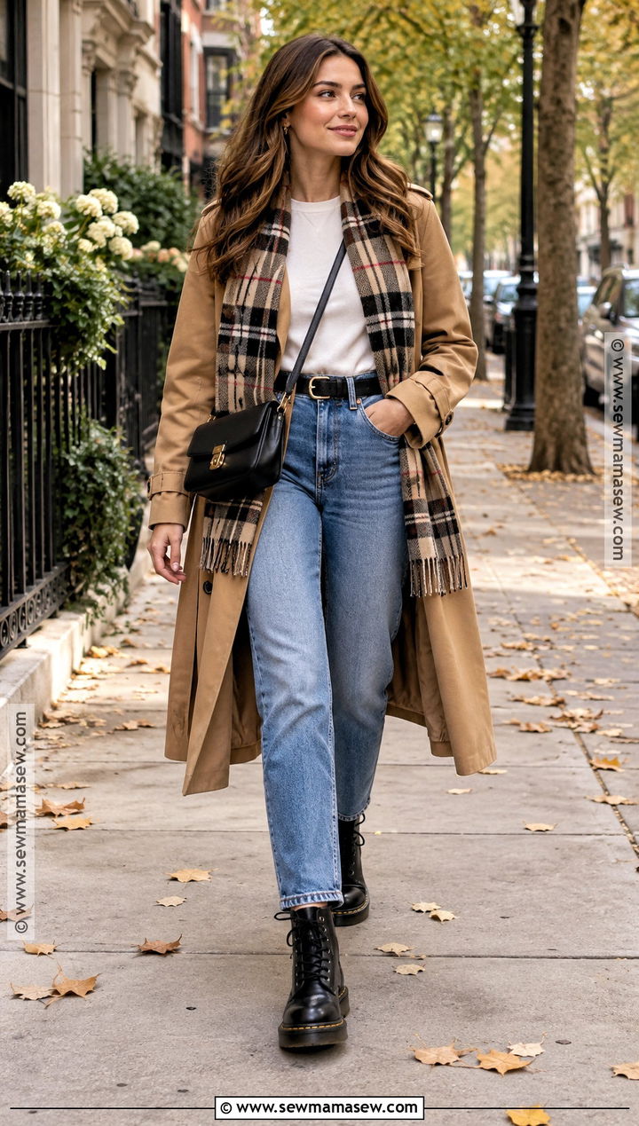 Dr Martens With Straight Leg Jeans And A Trench Coat - 20 dr martens outfit fall ideas