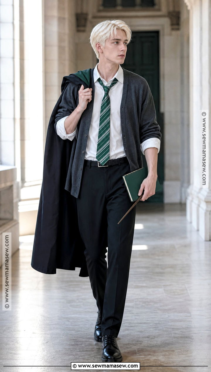 Draco Malfoy Rolled Sleeve Uniform Costume - 30 draco malfoy costume ideas