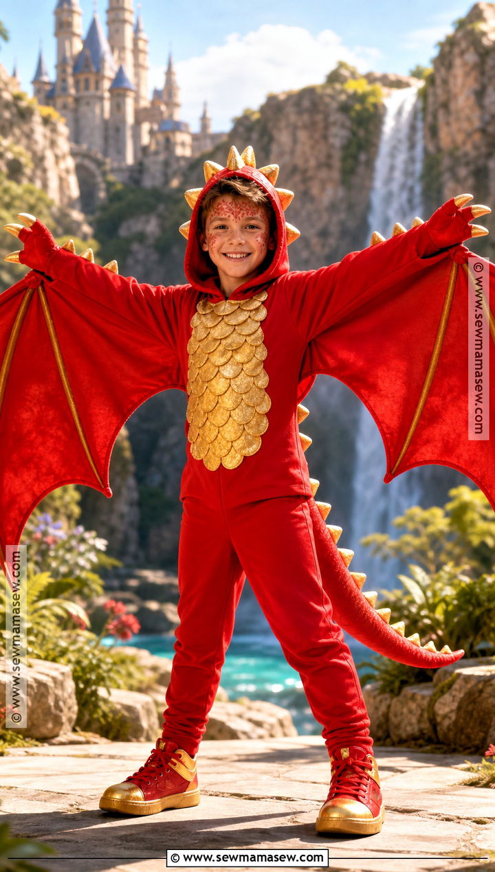 Dragon Costume With Red Wings - 30 boys costume ideas