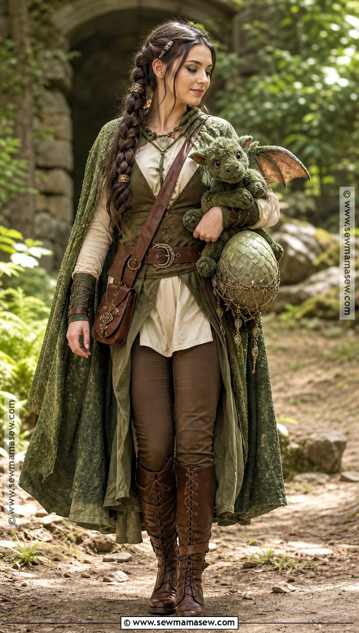 Dragon Keeper Costume With Green Cape - 30 Unique Costume Ideas for Women