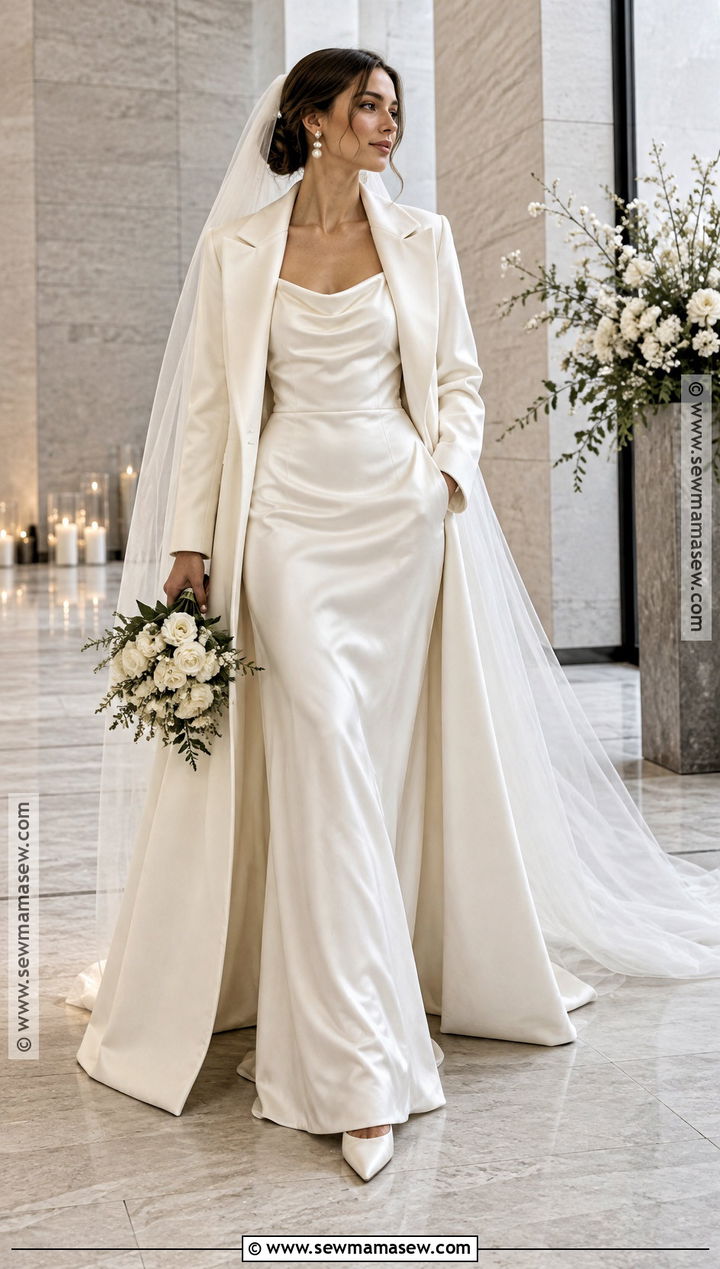 Draped Satin Column Wedding Dress - 15 Wedding Dresses November Brides