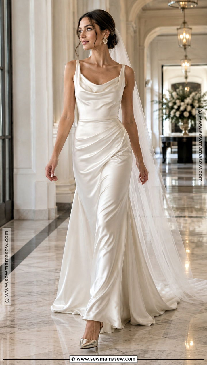 Draped Satin Column Wedding Dress - 15 2026 Fall Wedding Dresses