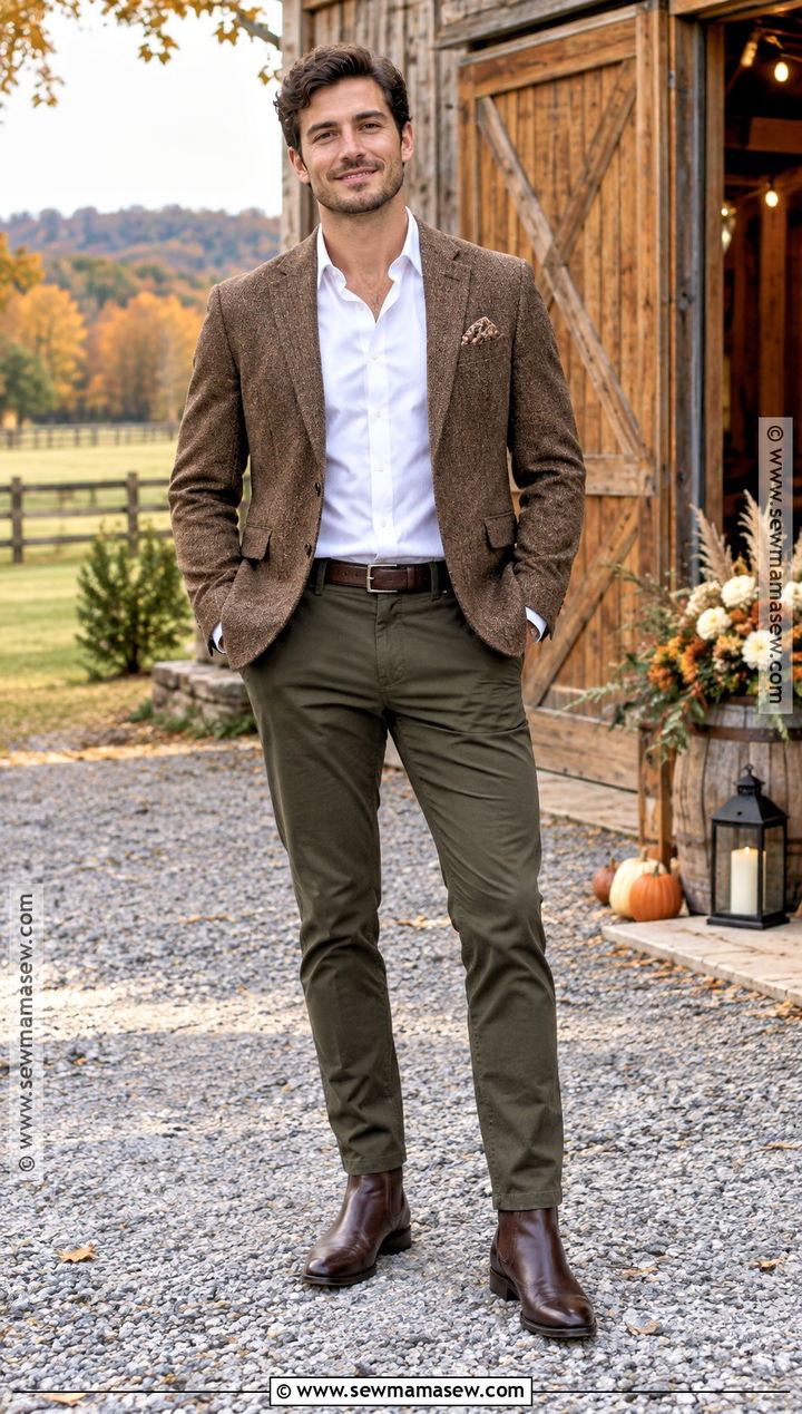 Dress Shirt And Chinos Fall Wedding Attire - 15 Mens Wedding Attire Fall Ideas