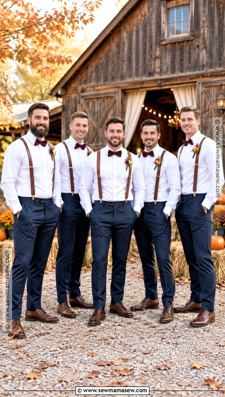 Dress Shirt And Suspenders Groomsmen Attire - 25 fall wedding groomsmen attire ideas