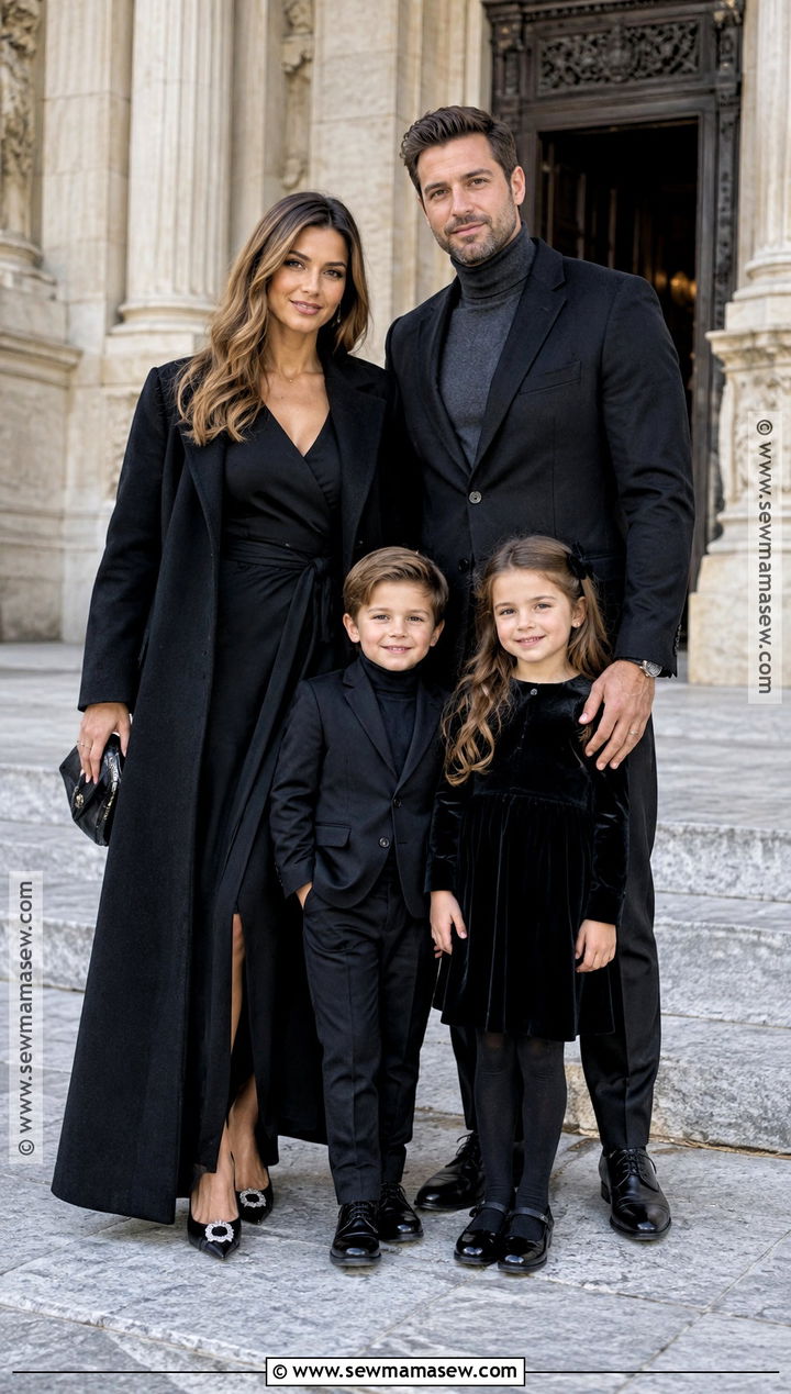 Dressy Black Fall Family Photo Outfit - 15 fall family photos wearing black ideas