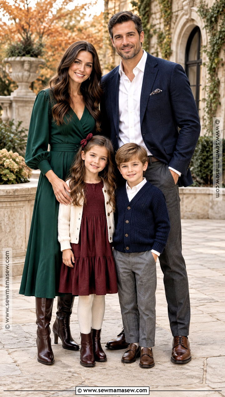Dressy Jewel Tone Family Photo Outfits - 15 fall photoshoot outfits family of 4