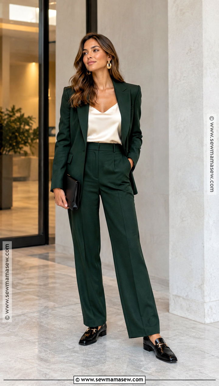 Dressy Loafers With Tailored Trouser Suit - 15 shoes for fall wedding guest