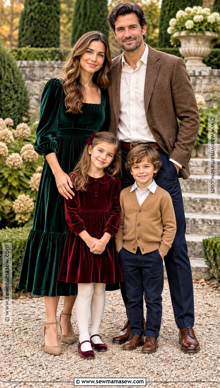 Dressy Velvet And Chino Fall Family Photo Outfits - 20 cute fall family photo outfits