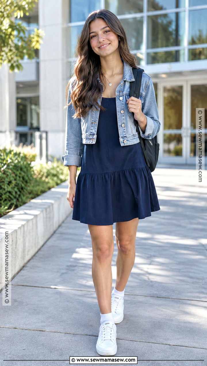 Drop Waist Dress And Sneakers Outfit - 15 Back To School Fashion Trends 2026