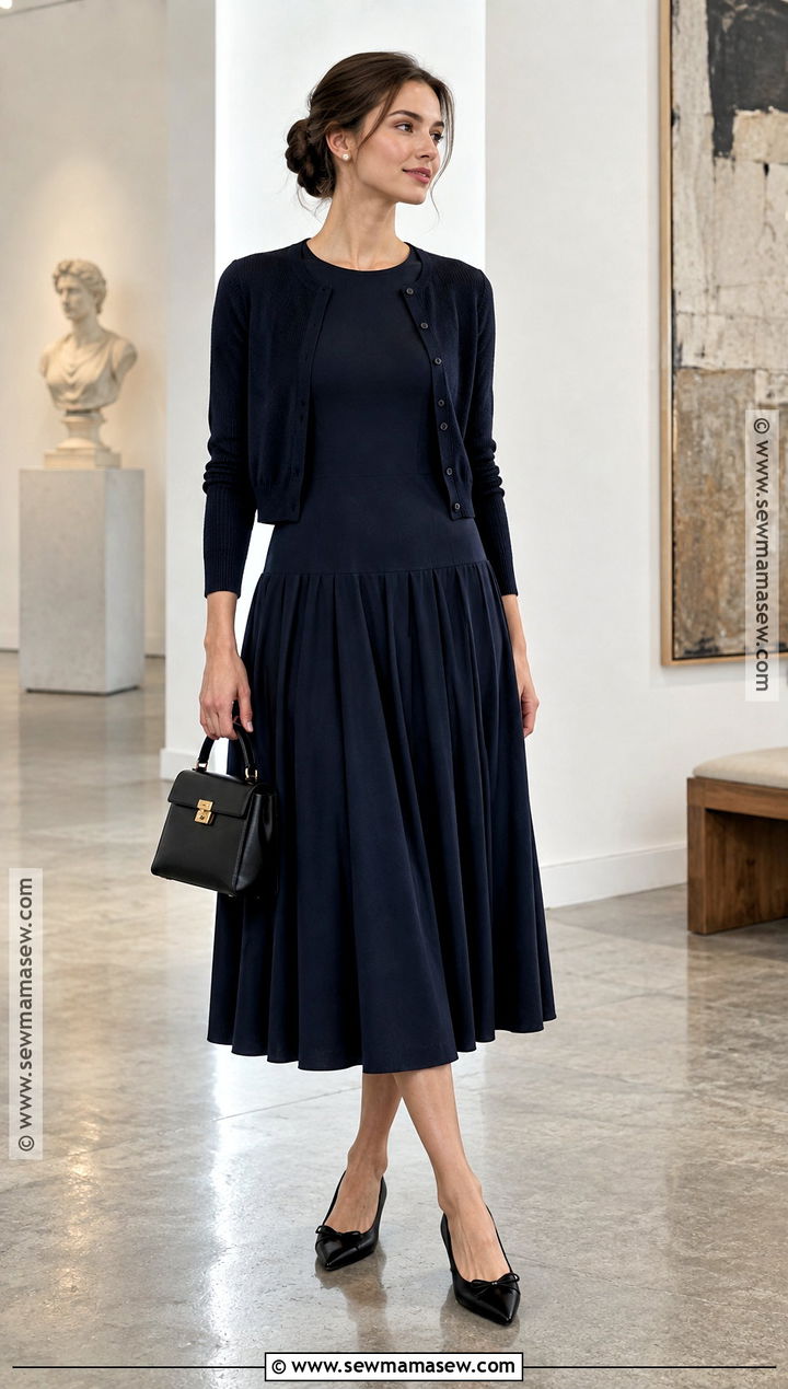 Drop Waist Dress With Ballet Flats - 15 Cute Autumn Dresses