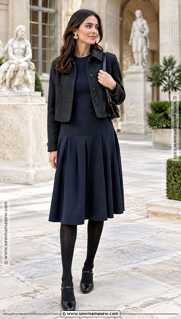 Drop Waist Fall Dress With Mary Jane Shoes - 15 fall dress trends 2026