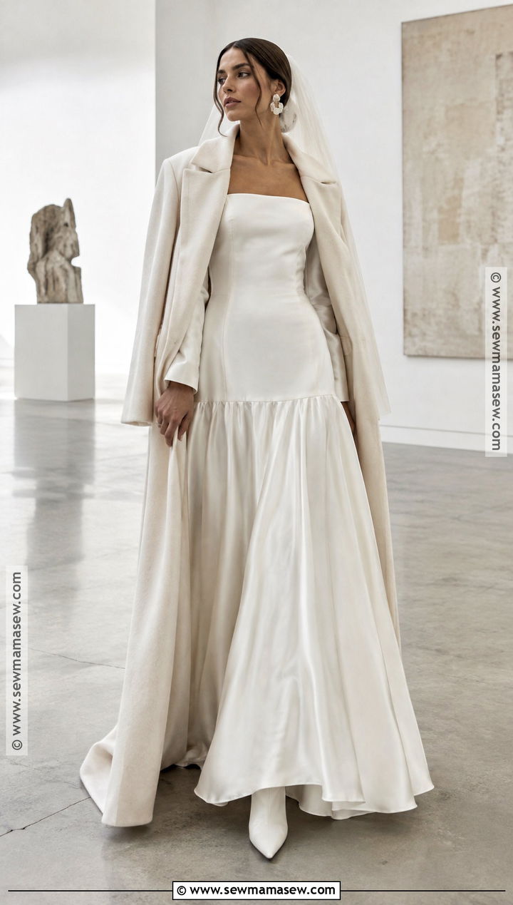 Drop Waist Satin Elopement Dress - 15 November Elopement Dress Ideas