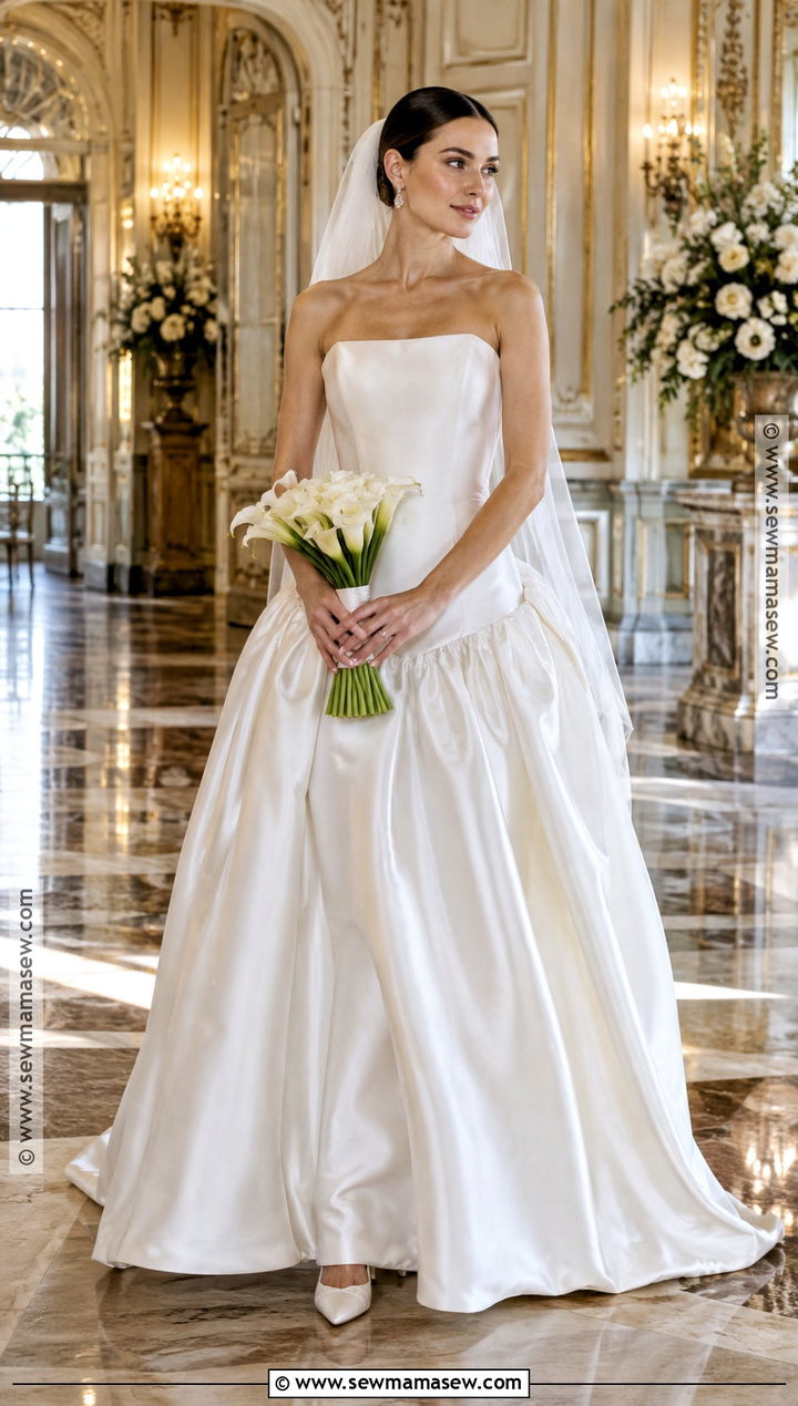 Drop Waist Satin Fall Wedding Dress - 15 Fall Wedding Dress Bride Ideas